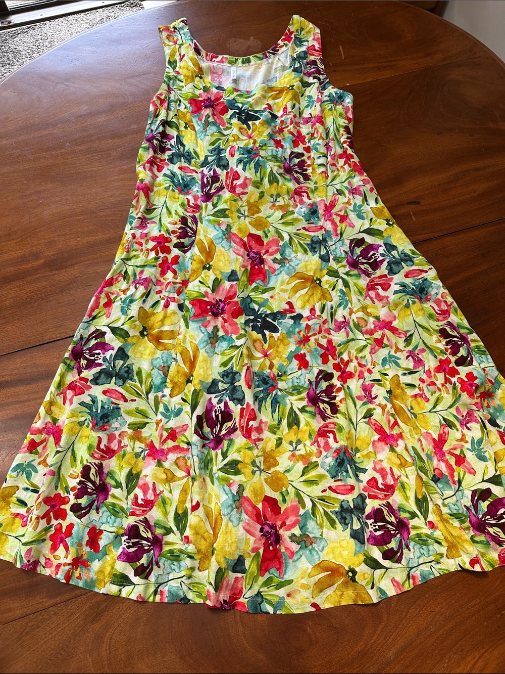 Blue Sky Floral Midi Dress in Yellow, Pink, Green, Blue